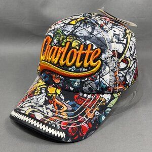 Charlotte NC Snapback Hat Robin Ruth Streetwear Graffiti Quilted Souvenir Mens